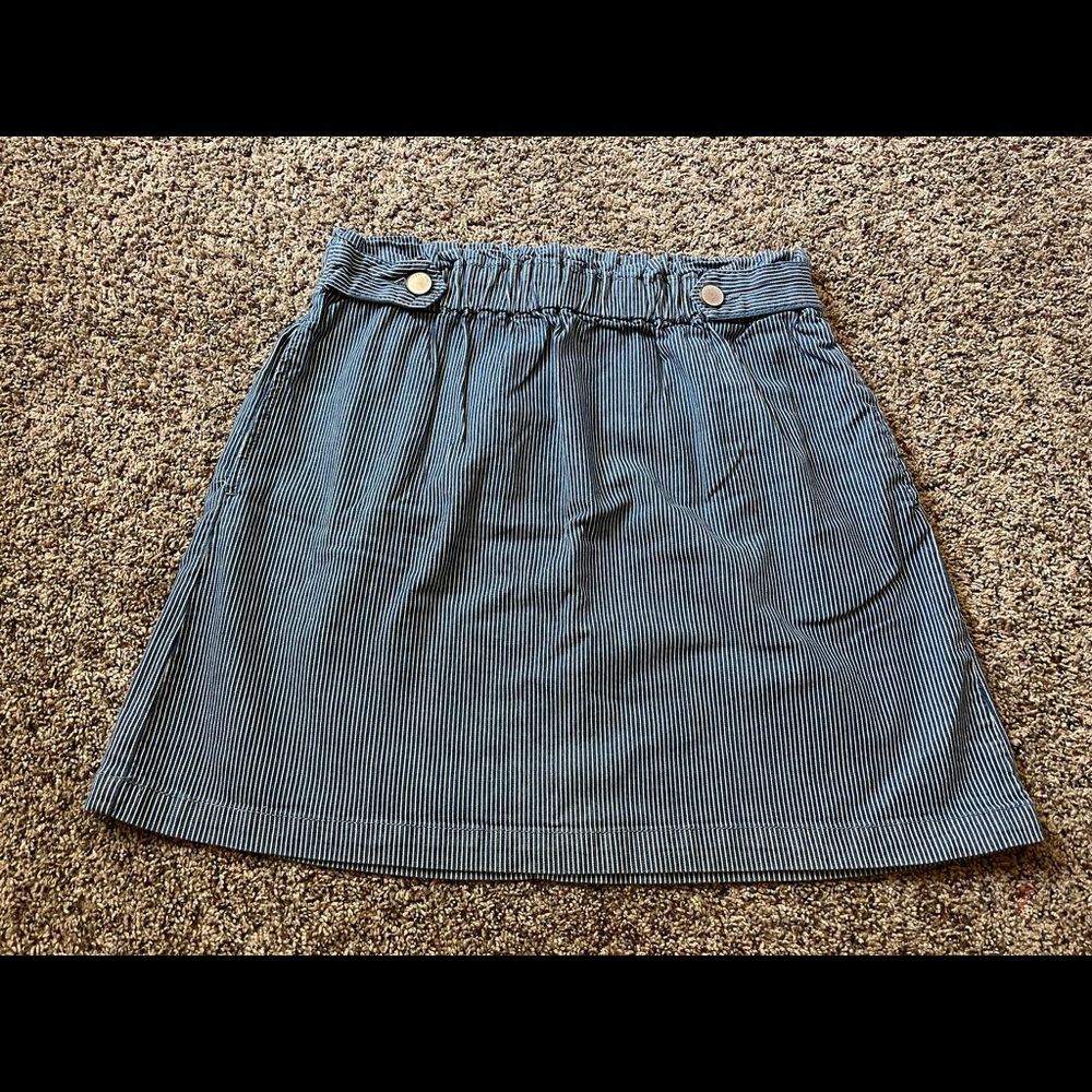 Mini vertical striped skirt, resembles a jean skirt
